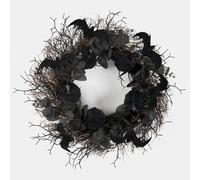 OHS Halloween Bat and Pumpkin Wreath for Front Door, Artificial Autumn Summer Wreath Decorative Small Door Wreaths for Home Decor Halloween Party, Black