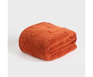 OHS Halloween Fleece Throw Blanket for Sofa, Super Soft Cosy Warm Tufted Pumpkin Fleece Blanket for Bed Settees Armchairs Lightweight Fluffy Double Bed Throws, Rust - 130 x 160cm