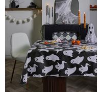OHS Halloween Ghost Tablecloth Table Protector Home Decor Tableware in Black OHS Black