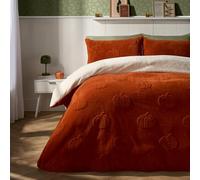 OHS Halloween King Duvet Cover Set, Super Soft Warm Thermal Teddy Halloween Bedding Tufted Pumpkin Design Fluffy Cosy King Size Bedding Set with Pillowcases, Burnt Orange
