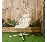 OHS Hanging Egg Chair Floating Garden Seat Cushioned Cushion in Cream OHS Cream
