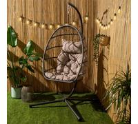 Hanging Egg Chair Floating Garden Seat Cushioned Cushion OHS Grey One Size