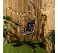 OHS Hanging Egg Chair Floating Garden Seat Cushioned Cushion in Natural OHS Natural
