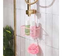 OHS Hanging Shower Caddy Rustproof Metal Shower Shelf No Drilling, Pink | Over Door Shower Caddy Bathroom Organiser Storage Shower Tidy Bathroom Shelf Hook Over Rack Shampoo Holder for Showers