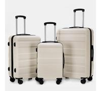 OHS Hard Suitcase Luggage Set Shell Travel Abs 4 Wheels, Cream - 3 Piece Set