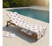 Ohs Heart Cherries Beach Towel With Bag Quick Dry Absorbent Travel Spa