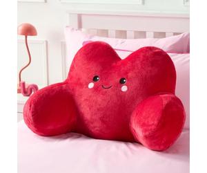 OHS Heart Cuddle Cushion for Adults, Valentines Gifts Comfy Reading Pillows Super Soft Teddy Fleece Kids Cushions with Arms Back Cushion Snuggle Hug Pillow Relaxing at Home, Red - 73 x 49 x 38cm