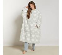 OHS Heart Hoodie Blanket Extra Long Giant Oversized Wearable Soft Throw, Charcoal