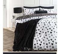 OHS Heart Print King Size Bedding, Gifts for Women Reversible Super Soft Cosy Warm Microfibre Polyester Watercolour King Size Duvet Cover Set Stylish Quilt Cover Set with Pillowcases, Mono