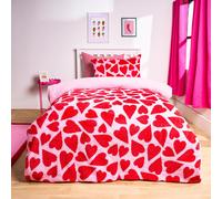 OHS Heart Waffle Sherpa Fleece Reversible Duvet Cover Bedding Set in Red | Size: Double OHS Red Double
