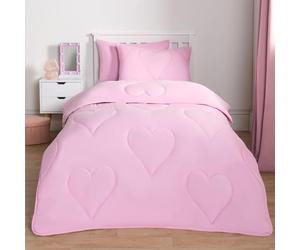 OHS Hearts Coverless Duvet Double 7.5 Tog, Reversible Duvet Double Washable Coverless Camping Summer Duvets Soft Warm Comfy Bedding, Pink