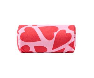 OHS Hearts Inflatable Bolster Pillow, Lightweight Compact Sun Lounger Cushion with Microfibre Cover Outdoor Cushions Back Support Inflatable Cushion for Travel Poolside Beach Accessories, Pink/Red