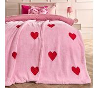 Ohs Hearts Tufted Teddy Fleece Throw Blanket Soft Bedspread