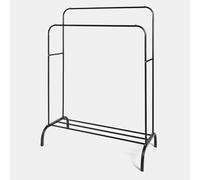 OHS Heavy Duty Clothes Rail, Black Metal Rack With Double Hanging Clothing Rail with Shoe Rack Storage Shelf Free Standing Portable Wardrobe Clothes Rack for Bedroom Office Shop