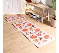 OHS Hello Autumn Entrance Runner, Non-slip Mat Indoor - Cream/Orange, 120 x 50cm