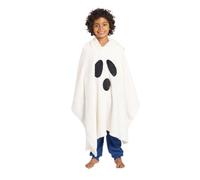 OHS Hooded Wearable Blanket Ghost Halloween Blanket Super Soft Warm Teddy Fleece Blankets Oversized kids Dry Robe Wrap Halloween Hoodie Gifts for Kids, White - One Size