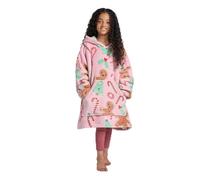 OHS Hoodie Blanket Kids Girls Teenagers Christmas Hooded Blanket Gingerbread Man Super Soft Sherpa Fleece Wearable Blankets Comfy Cosy Oversized Hoodie Big Pocket Sweatshirt, Bush Pink - One Size