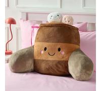 OHS Hot Chocolate Cuddle Cushion, Reading Pillow for Bed Adults Super Soft Teddy Fleece Kids Cushions with Arms Back Cushion Snuggle Hug Pillow Relaxing At Home, Brown - 45 x 40 x 30cm