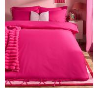 OHS Hot Pink Bedding Double Duvet Set, Gifts for Women Super Soft Cosy Warm Microfibre Double Bedding Set Quilt Cover with Bow Tie Luxury Comfy Duvet Cover Sets with Matching Pillowcases