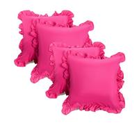OHS Hot Pink Cushion Covers 45 x 45 Set of 4, Soft Comfy Frill Edge Throw Pillow Covers with Invisible Zipper Sofa Cushions Home Decor for Bedroom Living Room