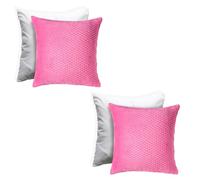 OHS Hot Pink Cushions with Covers Included 45 x 45cm Set of 2, Super Soft Waffle Fleece Cushion Covers with Invisible Zipper Home Decor Filled Cushions for Sofa Bedroom Living Room