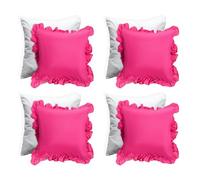 OHS Hot Pink Cushions with Covers Included 45 x 45cm Set of 4, Soft Comfy Frill Edge Throw Pillow Covers with Invisible Zipper Sofa Cushions for Bedroom Living Room
