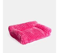OHS Hot Pink Dog Beds Large Washable Ribbed, Comfortable Dog Bed Sofa with Raised Sides Pet Couch with Washable Removable Cover and Non-Slip Bottom Soft Plush Pet Bed, 78 x 58 x 28cm