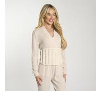 OHS Hot Water Bottle Belt Ribbed Fleece, Wearable Adjustable Rubber Hot Water Bottle Women Plush Hand Waist Warmer Cover Heat Pack for Shoulder Pain Relief Neck, Cream