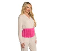 OHS Hot Water Bottle Belt Rubber Warm Adjustable Wearable Hot Water Bottle with Ribbed Fleece Plush Hand Waist Warmer Cover Heat Pack for Shoulder Pain Relief Neck, Pink