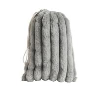 OHS Hot Water Bottle Gift Set Grey, Ribbed Faux Fur Winter Christmas Gifts Soft Warm Cosy Gifts for Women - 750ml Hot Water Bottle, Eye Mask, Fluffy Socks, Fluffy, Scrunchie, Draw String Bag