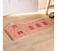 OHS House Door Kitchen Floor Rug Christmas Gingerbread House Mat, Brown - 40 X 60Cm