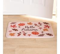 OHS House Door Kitchen Floor Rug Cosy Autumn Mat, Leaves/Boots - 40 x 60cm in Burnt Orange | Size: Small OHS Burnt Orange Small