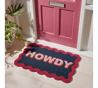 OHS Howdy Scallop Door Mat Outdoor Indoor Welcome Mat,Navy/Burgundy 40x60cm