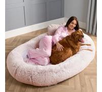 OHS Human Size Dog Bed for Adults, Super Soft Blush Marl Extra Large Dog Bed for Humans & Pets Comfy Fluffy Washable Giant Pet Beds for Napping & Relaxing, 170 x 96cm