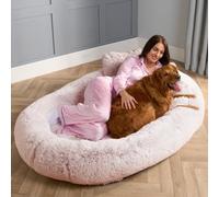 Ohs Human Sized Dog Bed Pet Mat Cushion Fluffy Warm Extra Large, Blush Marl