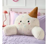 OHS Ice Cream Cuddle Cushion for Kids, Reading Pillow for Bed Adult Super Soft Teddy Fleece Back Support Cushion with Arms Bed Cushions Snuggle Hug Pillow Relaxing Comfy, Cream/Brown