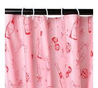 OHS Illustrated Shower Curtain Water Resistant Pink - 12 Hooks