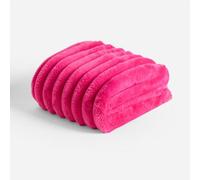 OHS Jumbo Faux Fur Fleece Throw Ribbed Fluffy Blanket