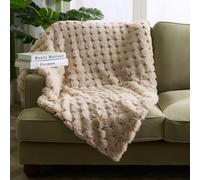 OHS Jumbo Waffle Faux Fur Fleece Throw Super Soft Blanket - 120 X 150Cm