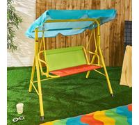 Ohs Kids 2 Seater Swing Bench Canopy Garden Outdoor Patio Play Set