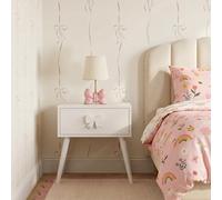 Ohs Kids Bow Bedside Table 1 Drawer Cabinet Nightstand Storage Unit - Cream