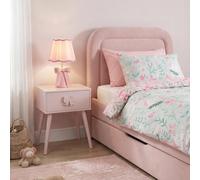 Ohs Kids Bow Bedside Table 1 Drawer Cabinet Nightstand Storage Unit - Light Pink