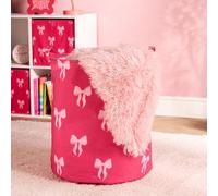 Ohs Kids Bows Print Laundry Basket Clothes Storage Toy Organiser - Pink