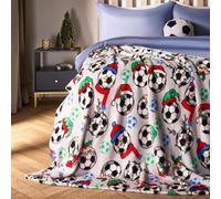 OHS Kids Christmas Football Soft Fleece Blanket Throws - 120 X 150Cm