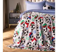OHS Kids Christmas Football Soft Fleece Blanket Throws in Charcoal | Size: 120 cm x 150 cm OHS Charcoal 120 cm x 150 cm