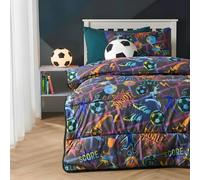OHS Kids Comic Football Coverless 10.5 Tog Duvet Set with Pillowcase | Size: Single OHS Multicolor Single