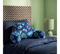 OHS Kids Cuddle Cushion Backrest Gaming Pillow with Arms, Blue Checkerboard