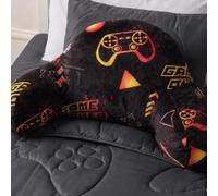 OHS Kids Cuddle Cushion, Fleece Back Support Cushion with Arms - Black/Red | Gaming Gifts for Boys Reading Pillow Soft Cosy Gaming Cushion Relaxing Comfy Watching TV Sit Up in Bed Pillow Teen Boy Gifts