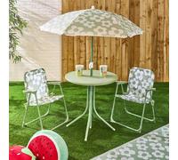 OHS Kids Daisy Folding Bistro Set Table Chair with Parasol Garden Patio in Pale Green OHS Pale Green
