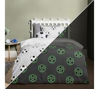 OHS Kids Double Duvet Set, Ultra Soft Warm Football Glow In The Dark Girls Boys Double Duvet Cover Set Luxurious Comfy Quilt Kids Bedding with Pillowcases, Grey